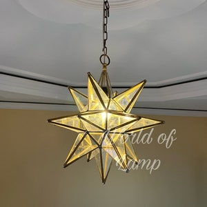 Lampada a sospensione a stella marocchina, lampada da soffitto in ottone