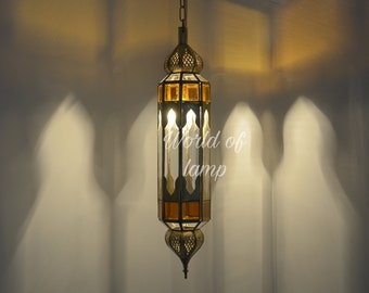 Glass light , Moroccan lighting style Elegance Filigrain suspension light , brass handmade moroccan pendant ligh
