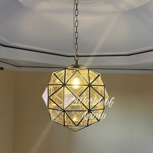 glass light , Moroccan lighting style Elegance Filigrain suspension light , brass handmade moroccan pendant light