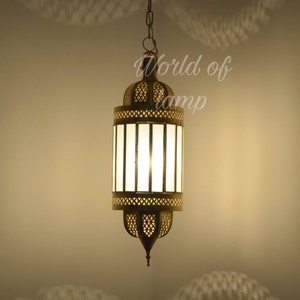 Milky glass light , Moroccan lantern , Moroccan pendant light , Moroccan lamp