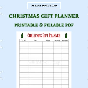 Minimal CHRISTMAS SHOPPING List | 2023 Gift List Template | Best Christmas Gift List Tracker | Editable & Fillable | Printable Pdf Download