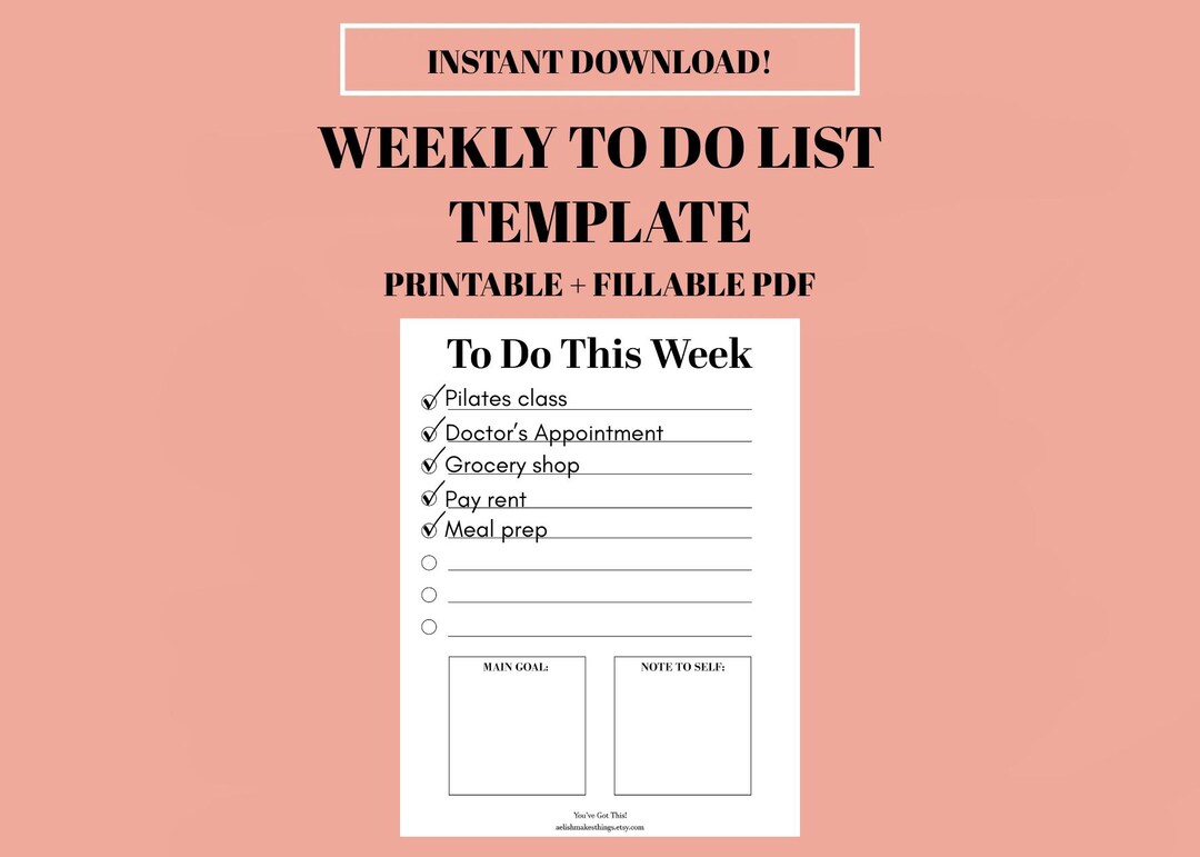Minimalist Weekly Planner Printable | to Do List Weekly Tracking | PDF ...