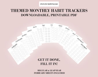 Themed Monthly Habit Tracker: Printable Goal Planner (PDF)