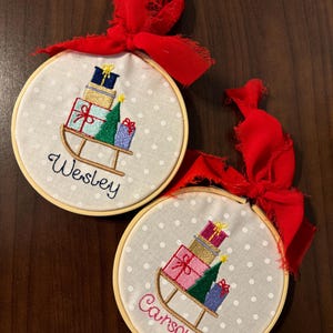 Custom Embroidered Christmas Ornament | Personalized Holiday Hoop, Handmade Christmas Decor, Unique Gift, 4-Inch Embroidery Hoop