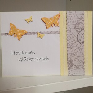 Karte Geburtstagskarte Schmetterling Glückwunsch 12cm Handmade