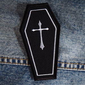 Coffin Skull Gothic Horror Embroidered Patch