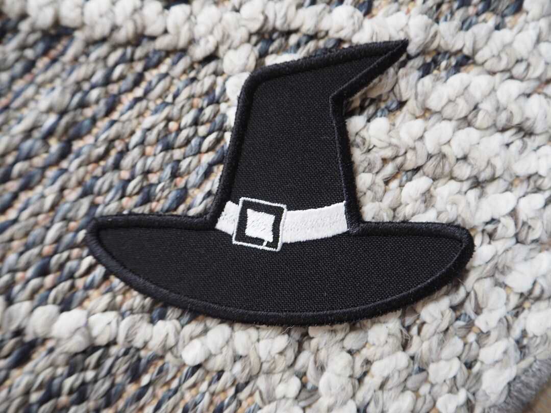 keller-synth-witch-hat-black-metal-embroidered-patch-etsy