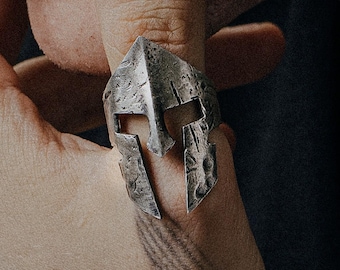 Spartan Helm Ring aus Sterling Silber 925, Krieger Ring Männer, griechischen Gladiator Ring, antiken Griechenland Ring, Militär-Statement Ring
