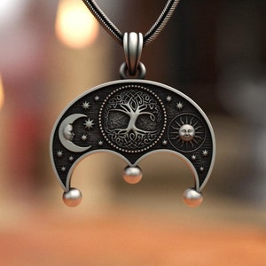 Lunnitsa Double-Sided Pendant, 925 Sterling Silver, Slavic Amulet Necklace, Handmade Artisan Jewelry, Unisex Cultural Gift, Statement Piece