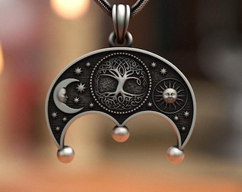Lunnitsa Double-Sided Pendant, 925 Sterling Silver, Slavic Amulet Necklace, Handmade Artisan Jewelry, Unisex Cultural Gift, Statement Piece