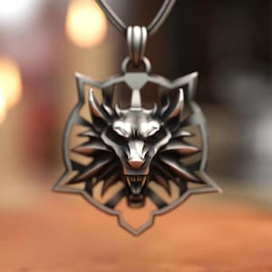 The Witcher Wolf Necklace, 925 Sterling Silver Wolf Head Pendant, Handmade Wild Men Necklace, Animal Jewelry, Fathers Day Gift, Men Gift