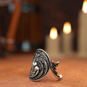 Handcrafted 925 Silver Dragon Ring - Unique Mythical Jewelry for Men