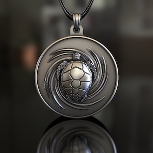Turtle Pendant, 925 Sterling Silver, Handcrafted Animal-Inspired Jewelry, Unisex Symbol of Longevity & Peace, Unique Statement Piece