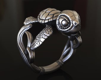 Fengshui Glücksschildkröte 925 Silber Ring, handgefertigte Glücksbringer, verstellbare Größe, spiritueller Schmuck, Geschenk für Sie & Ihn, einzigartiges Design