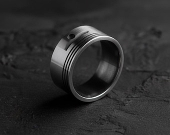 Unique Piston Engine 925 Silver Ring, Handcrafted Automobile Enthusiast Jewelry, Unisex Mechanic Gift, Car Lover's Dream Accessory
