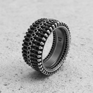 925 Sterling Silver Rimbiomech Ring, Minimalist Mechanical Harmony Alien Beauty Smooth Surface, Dance of Simplicity Form, Unique Space Jewel