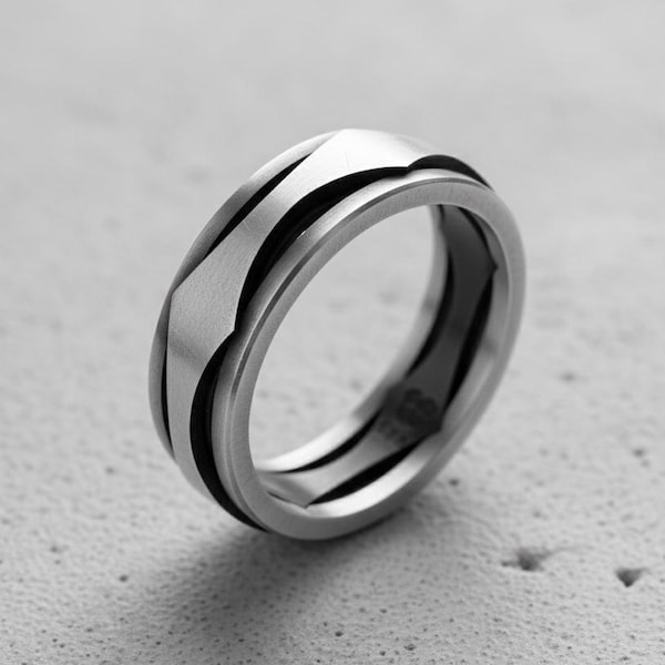 Two-Tone Men's Wedding Band: Sterling Silver and Rose Gold