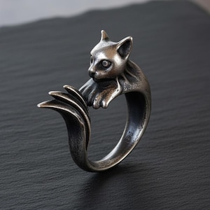 925 Sterling Silver Cat Ring - Handcrafted, Unisex, Feline-Inspired, Whimsical Design, Perfect Gift for Cat Lovers & Animal Enthusiasts
