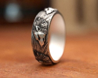 Wolf Heads Silver Ring 925 Sterling Silver Intricate Design Handmade Artisan Crafted Unique Jewelry for Men and Women Nature Lover Gift