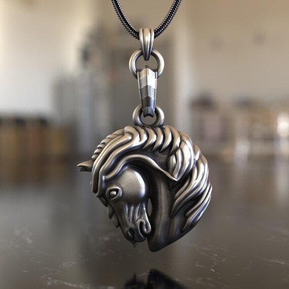 Collana a forma di cavallo con nome inciso - Argento Sterling 925 DOPPIO SPESSORE - Regalo personalizzato per bambini - Collana per amanti dei cavalli - Spessore 1,2 mm - Italia