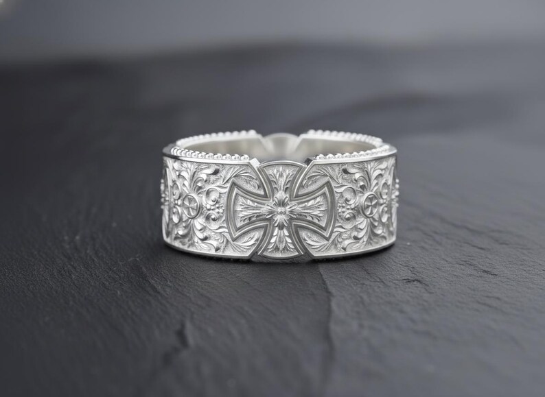 Alisee Patee Maltese Cross Ring 925 Sterling Silver 14K Gold Vermeil ...