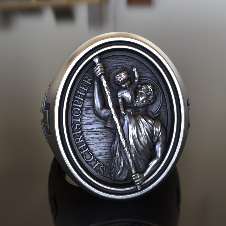 Saint Christopher Ring, 925 Sterling Silver, Handmade Patron Saint of ...
