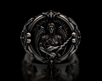 Anillo de San Uriel en plata de ley 925 - Anillo de Arcángel - Anillo con mensaje religioso para hombres y mujeres
