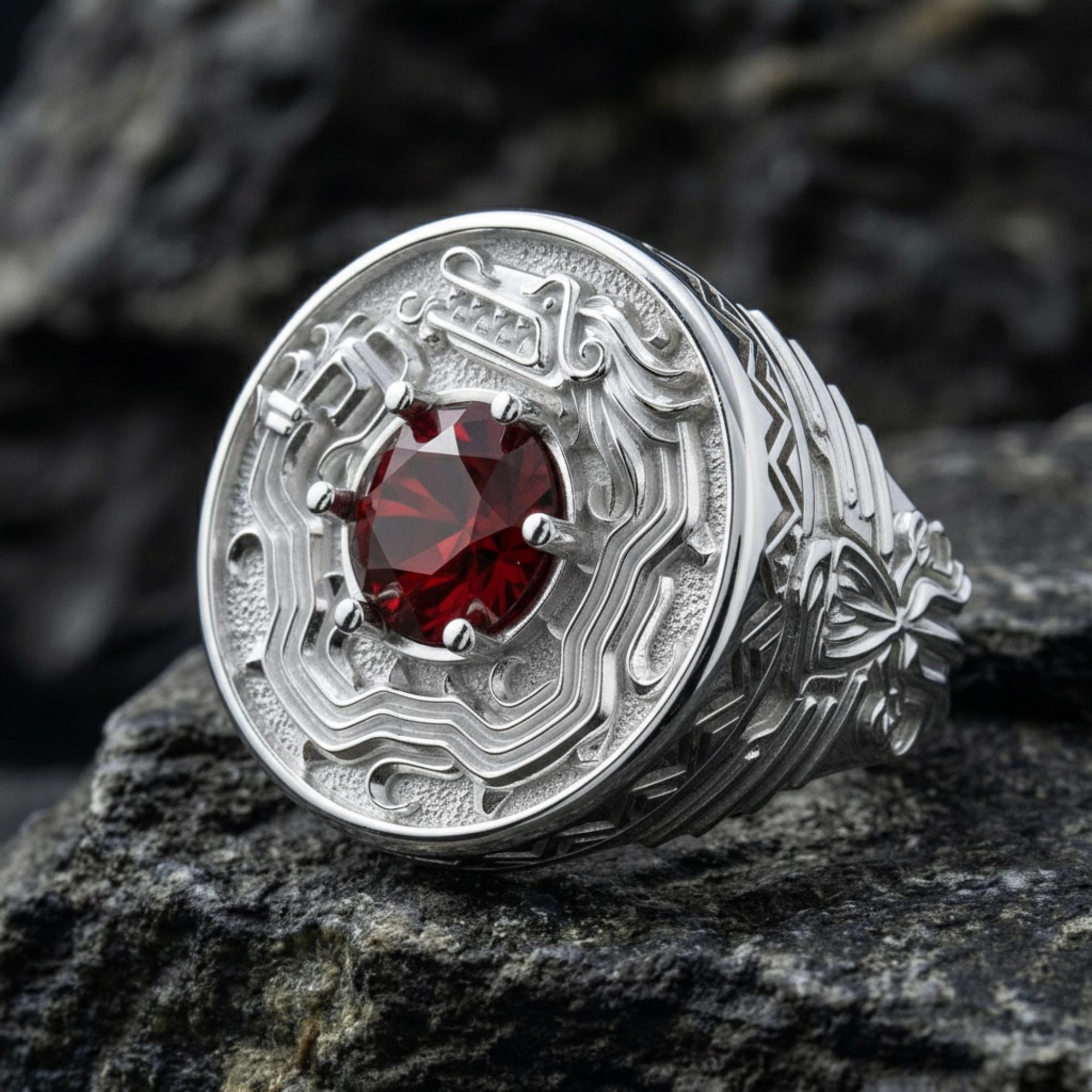 Aztec Quetzalcoatl Dragon Signet Ring 925 Sterling Silver Gold Vermeil ...