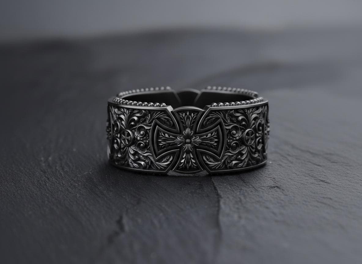 Alisee Patee Maltese Cross Ring 925 Sterling Silver 14K Gold Vermeil ...