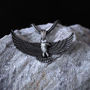 Majestic Soaring Eagle Necklace 925 Sterling Silver Pendant, Symbol of Freedom, Wings Spread, Handmade Silver Eagle Jewelry, Gift for Him