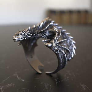 Dragon 925 Sterling Silver Ring, Handcrafted Mythical Creature Jewelry, Perfect Gift for Fantasy Lovers and Dragon Enthusiasts
