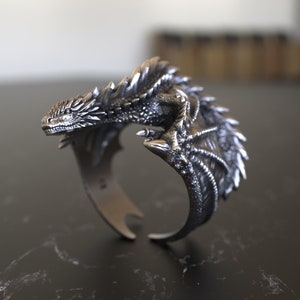 Dragon 925 Sterling Silver Ring, Handcrafted Mythical Creature Jewelry, Perfect Gift for Fantasy Lovers and Dragon Enthusiasts