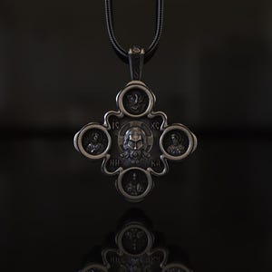 Orthodox Silver Crucifix Pendant, 925 Sterling Silver Russian Greek Cross, Christian Jesus Necklace, Religious Gift for Men Women