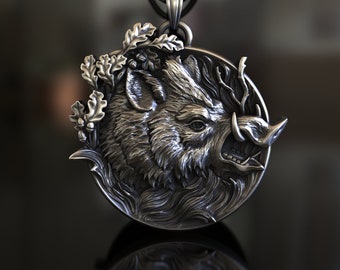 Pendentif Vintage En Argent Massif – Sanglier Assis, Petit Charme Rétro