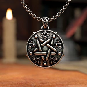 Yennefer Necklace 925 Sterling Silver Pentagram Pendant - Sorceress Magic Symbol Jewelry for Fantasy Fans