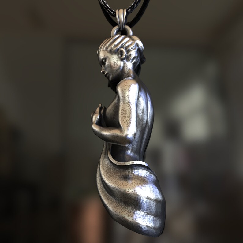 Eleganter Frauenanhänger, 925 Sterlingsilber, handgefertigter, feminin inspirierter Schmuck, Unisex-Symbol für Stärke, Schönheit, einzigartiges Statement-Stück Bild 4