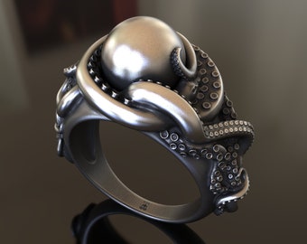 Octopus 925 Silver Ring, Handcrafted, Adjustable, Unisex, Ocean-Inspired, Unique Design, Tentacle Band, Gift for Sea Lovers, Artisan Made