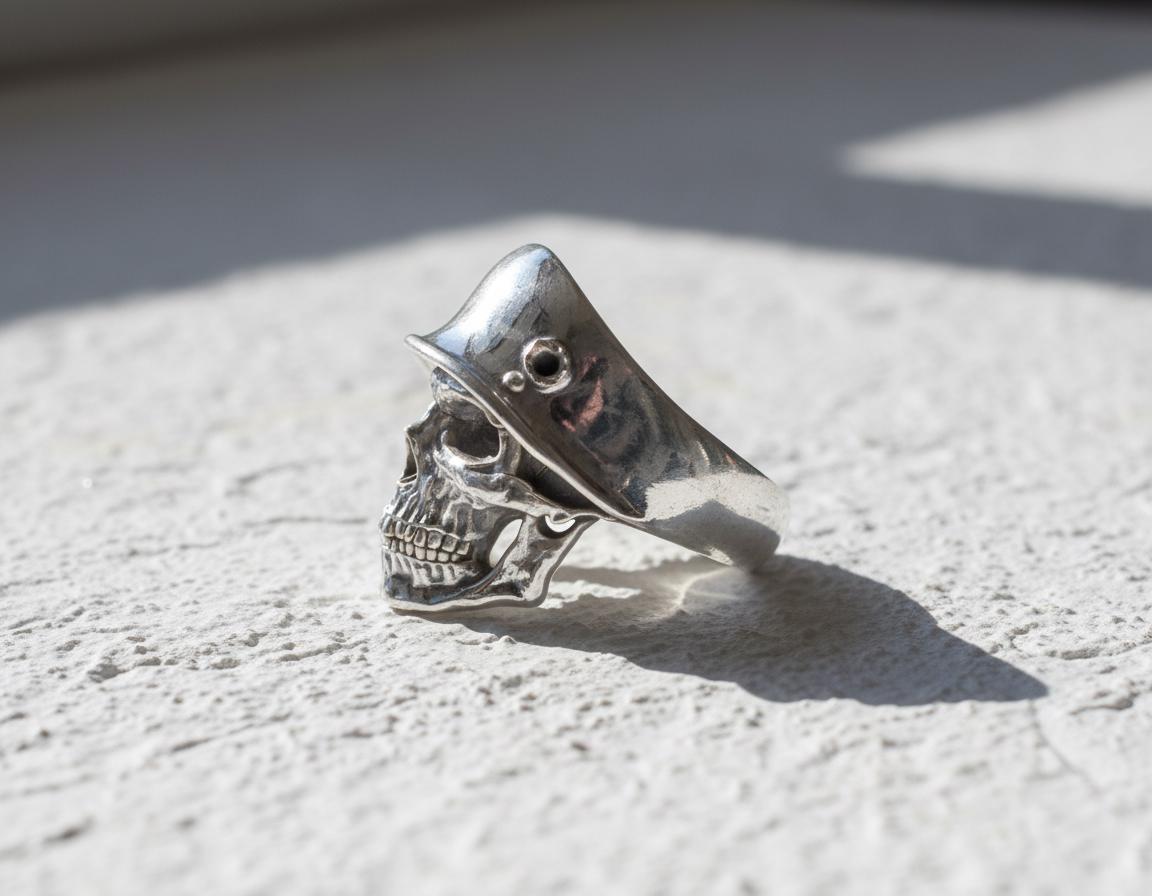 Soldier Skull Ring Gold Vermeil 925 Silver Military Helmet Skull