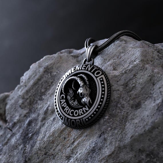 Leo Memento Mori Coin Necklace in Sterling Silver Zodiac Coin