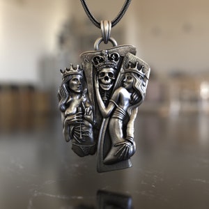 Skull Cards & Twin Queens of Naked Heart 925 sterlingzilveren ketting