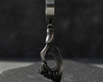 Viking Axe Earring 925 Sterling Silver, Norse Battle Axe Single Hoop Earring, Oxidized Warrior Jewelry