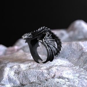 Majestic Dragon Wrap Ring 925 Sterling Silver Handmade Intricate Design Unique Jewelry for Men and Women Fantasy Gift Dragon Lover