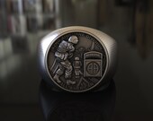 82nd Airborne Division Veteran Ring Handmade 925 Sterling Oxidized Silver Men Usa army Ring, Officer Ring Soldier Silver Veteran Men Jewelry