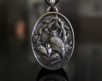 Charming Owl in Tree Themed 925 Sterling Silver Necklace - Unique Handmade Jewelry, Ideal Gift for Birdwatchers and Nature Enthusiasts