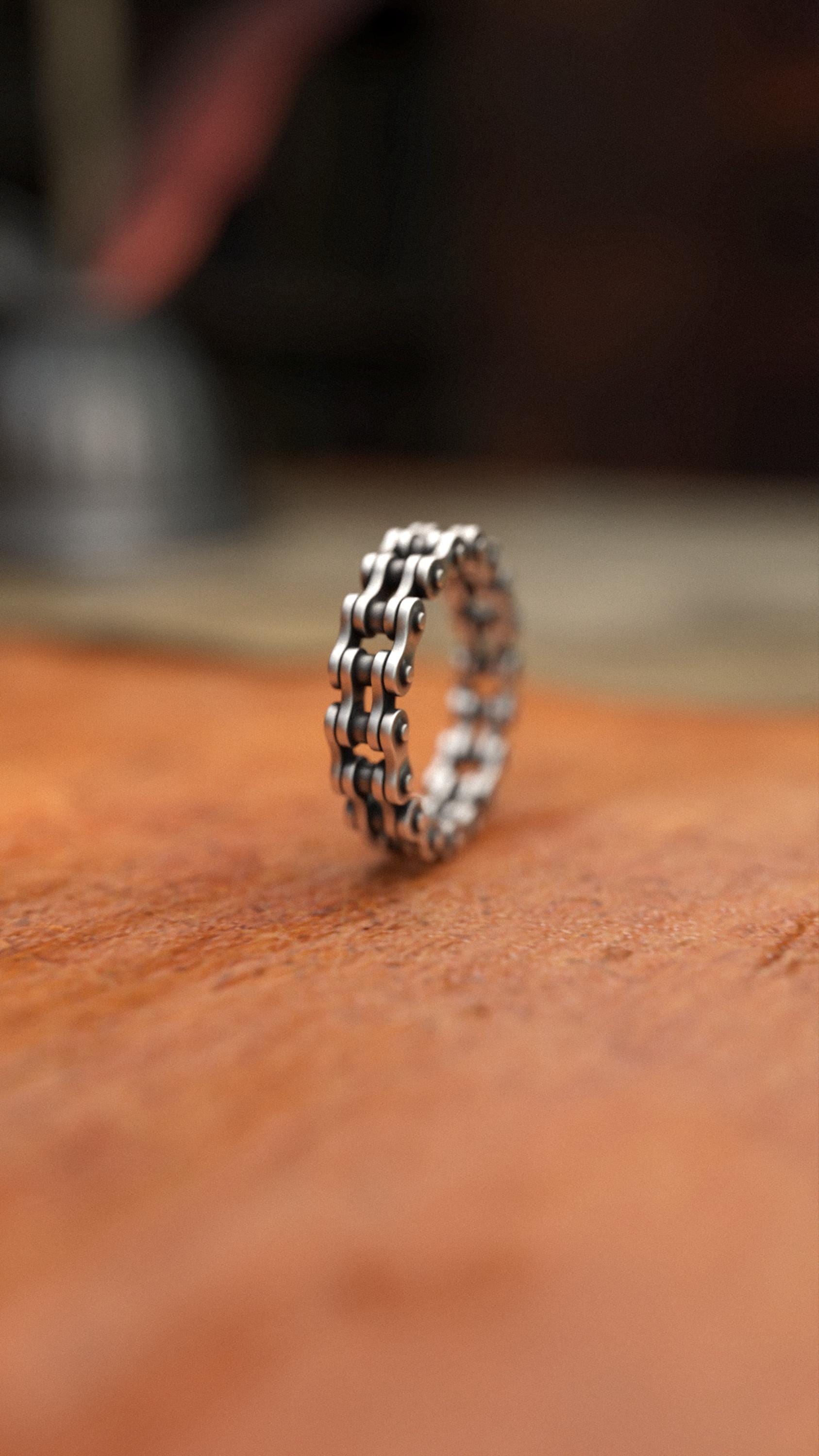 Bicycle Moto Chain Ring - 925 Sterling Silver - Bike Chain