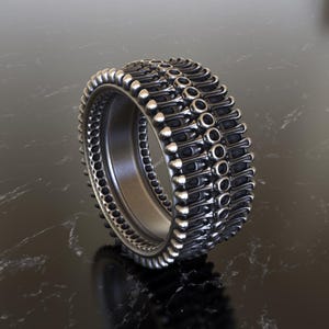 925 Sterling Silver Rimbiomech Ring, Minimalist Mechanical Harmony Alien Beauty Smooth Surface, Dance of Simplicity Form, Unique Space Jewel