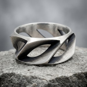 Latticed 925 Silver Men Wedding Ring, Sterling Silver Men Wedding Jewelry, Mens Wedding Band, Promise Ring, Engagement Ring, Best Man Gift