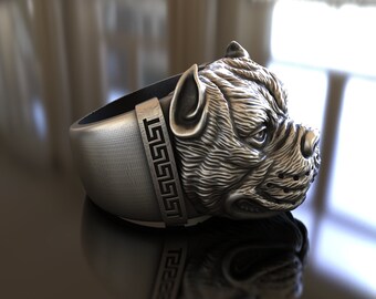 Pitbull Ring - 925 Sterling Silver Handcrafted Pitbull-inspired