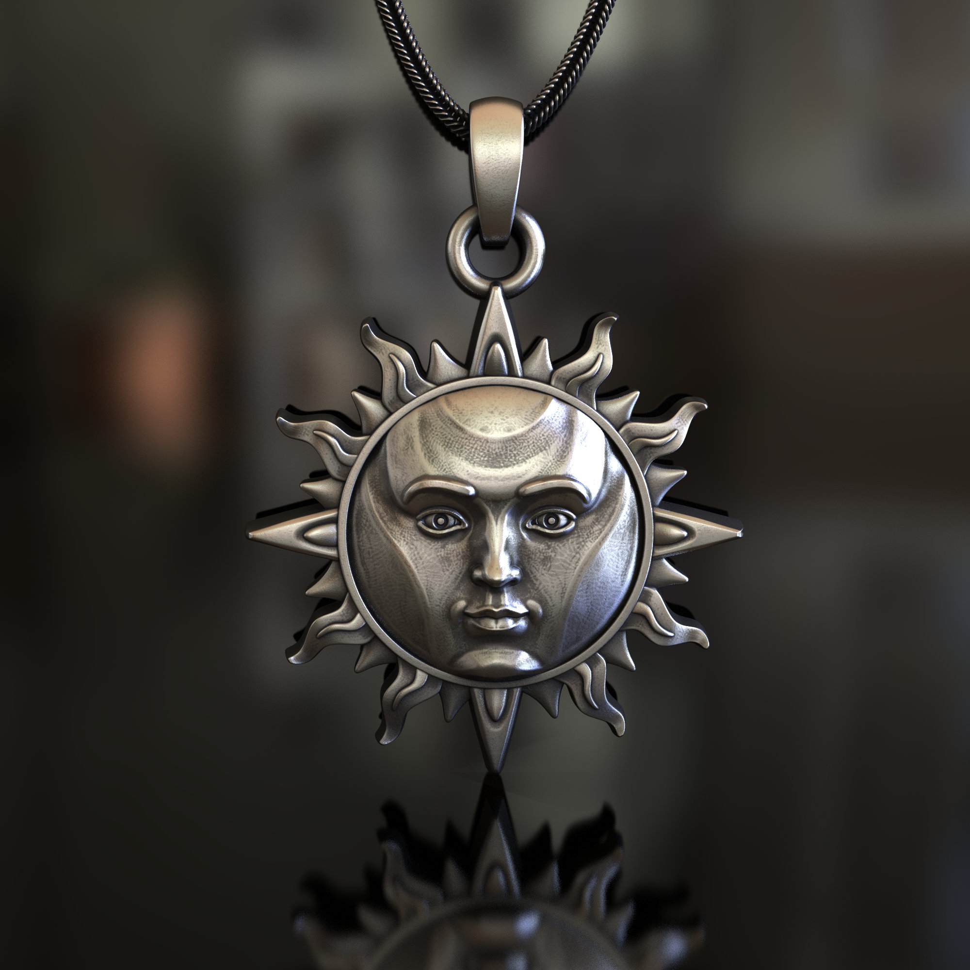 Sun Pendant, 925 Sterling Silver, Handcrafted Celestial