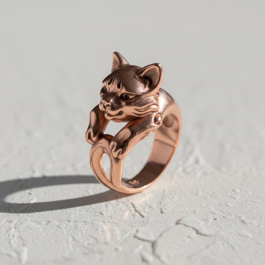 Adorable 925 Sterling Silver Cat Ring - Handcrafted, Adjustable